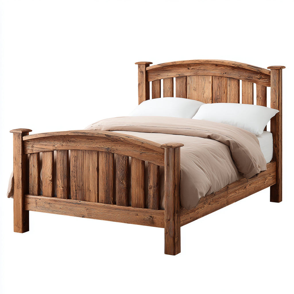 Letto matrimoniale legno massello 200x180x125 cm - marrone scuro - stile rustico per camera da letto