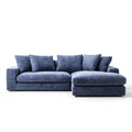 Divano angolare tessuto 260x160x85 cm blu adatto per soggiorno design moderno