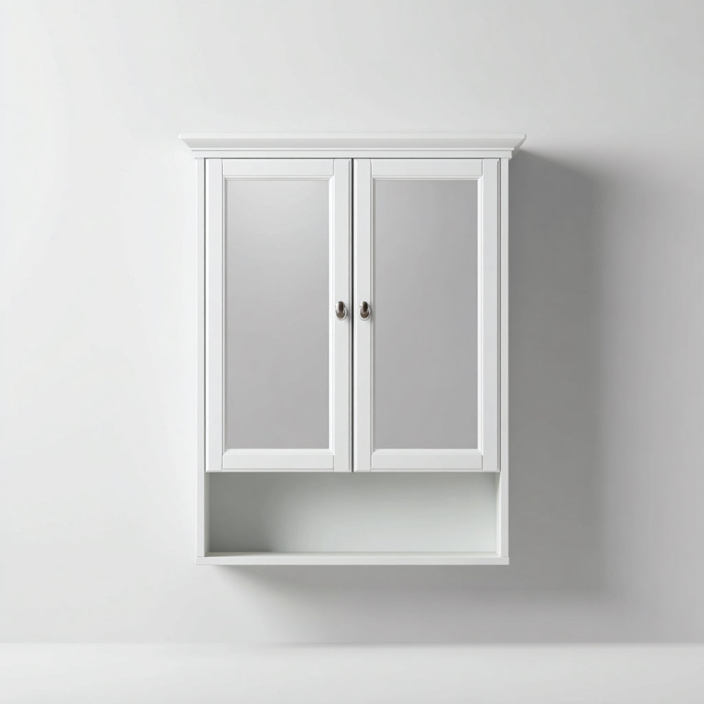 Mobile bagno legno - vetro 60x20x75 cm bianco adatto per bagno design moderno