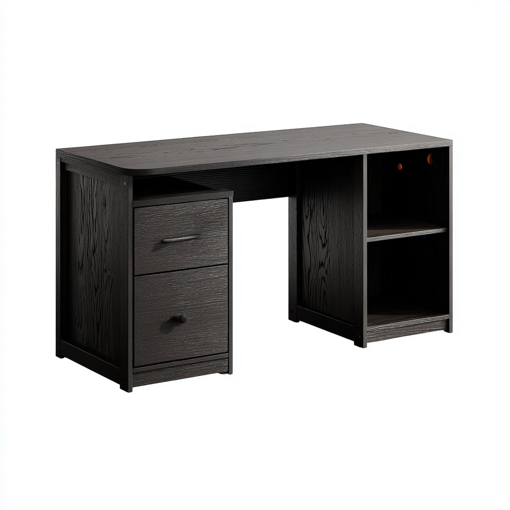 Scrivania in legno 140x50x75 cm - nero - design moderno - per ufficio e studio