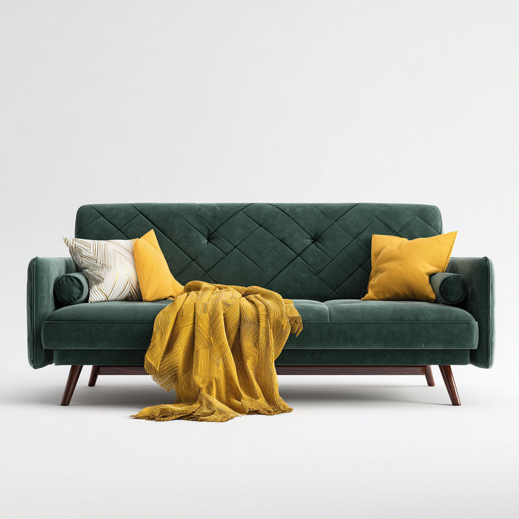 Divani a 3 posti tessuto 218x90x88 cm - verde - adatto al soggiorno - design moderno