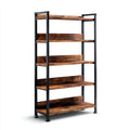 Libreria legno e metallo 80x30x180 cm - marrone scuro - nero - adatta per ufficio o studio - design industriale