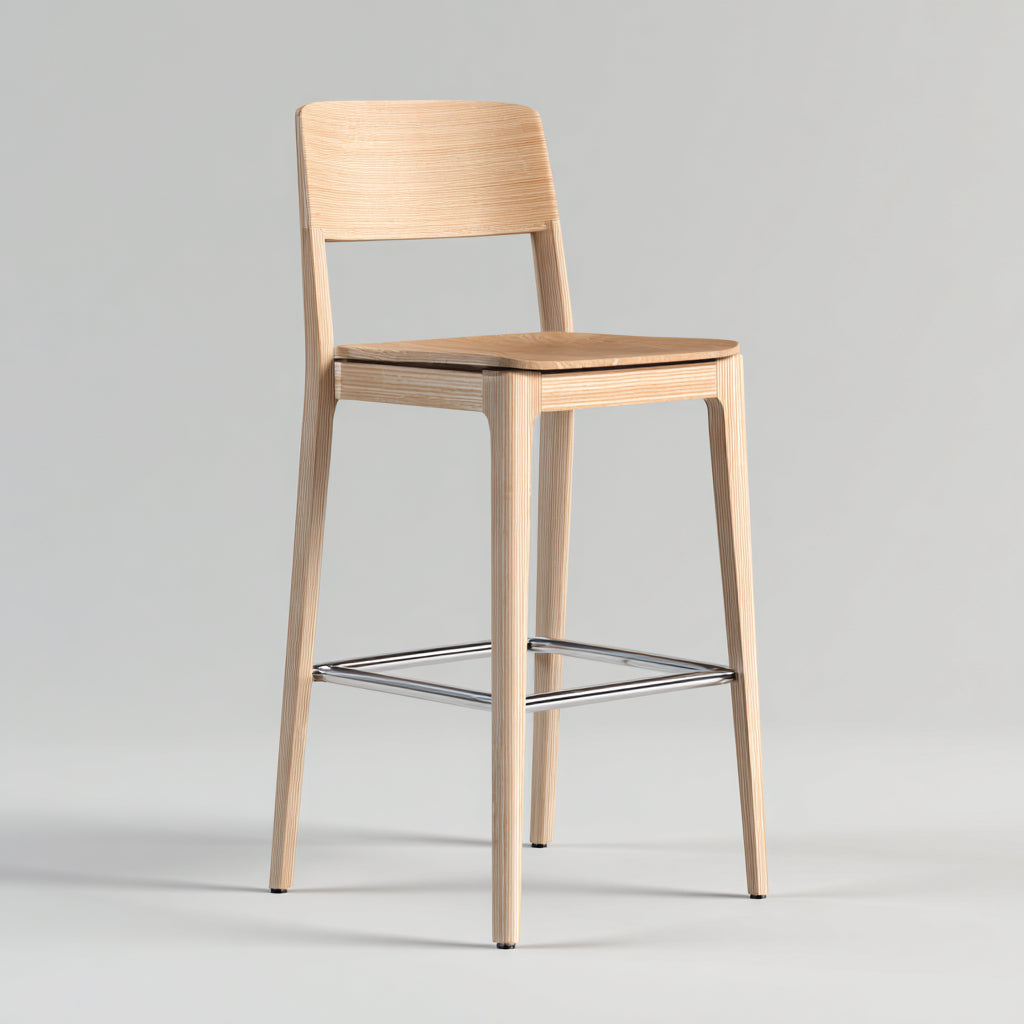 Sgabello da bar legno-metallo 46x47x98 cm - legno naturale - design moderno adatto alla sala da pranzo
