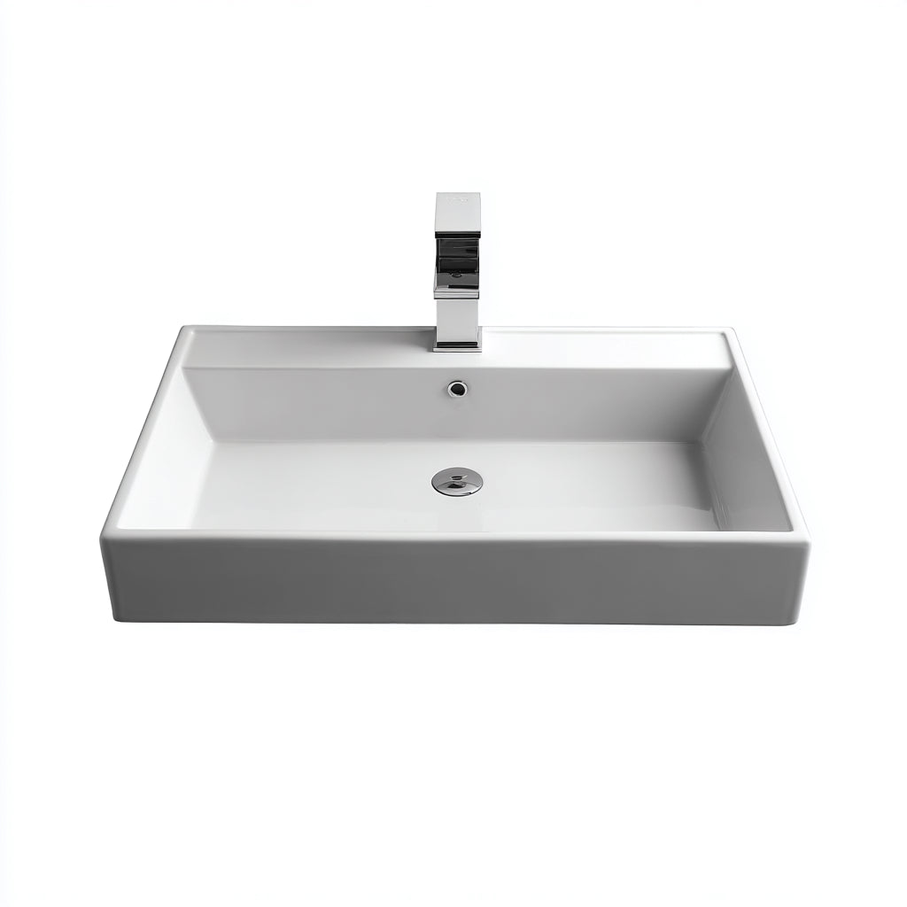 Lavabo in ceramica 70x42x14 cm - bianco - stile moderno per bagno