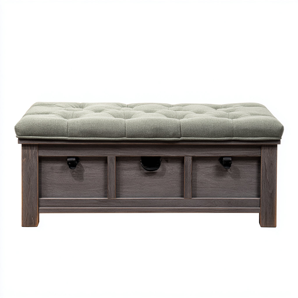 Panca per letto tessuto 100x40x48 cm - verde chiaro - con scomparto contenitore - adatta alla camera da letto - design moderno