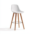 Sgabello da bar plastica-legno-metallo 45x46x100 cm - bianco - design moderno adatto alla sala da pranzo