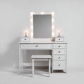 Toeletta in legno 110x45x150 cm - bianco - con specchio illuminato stile moderno - adatta per camera da letto