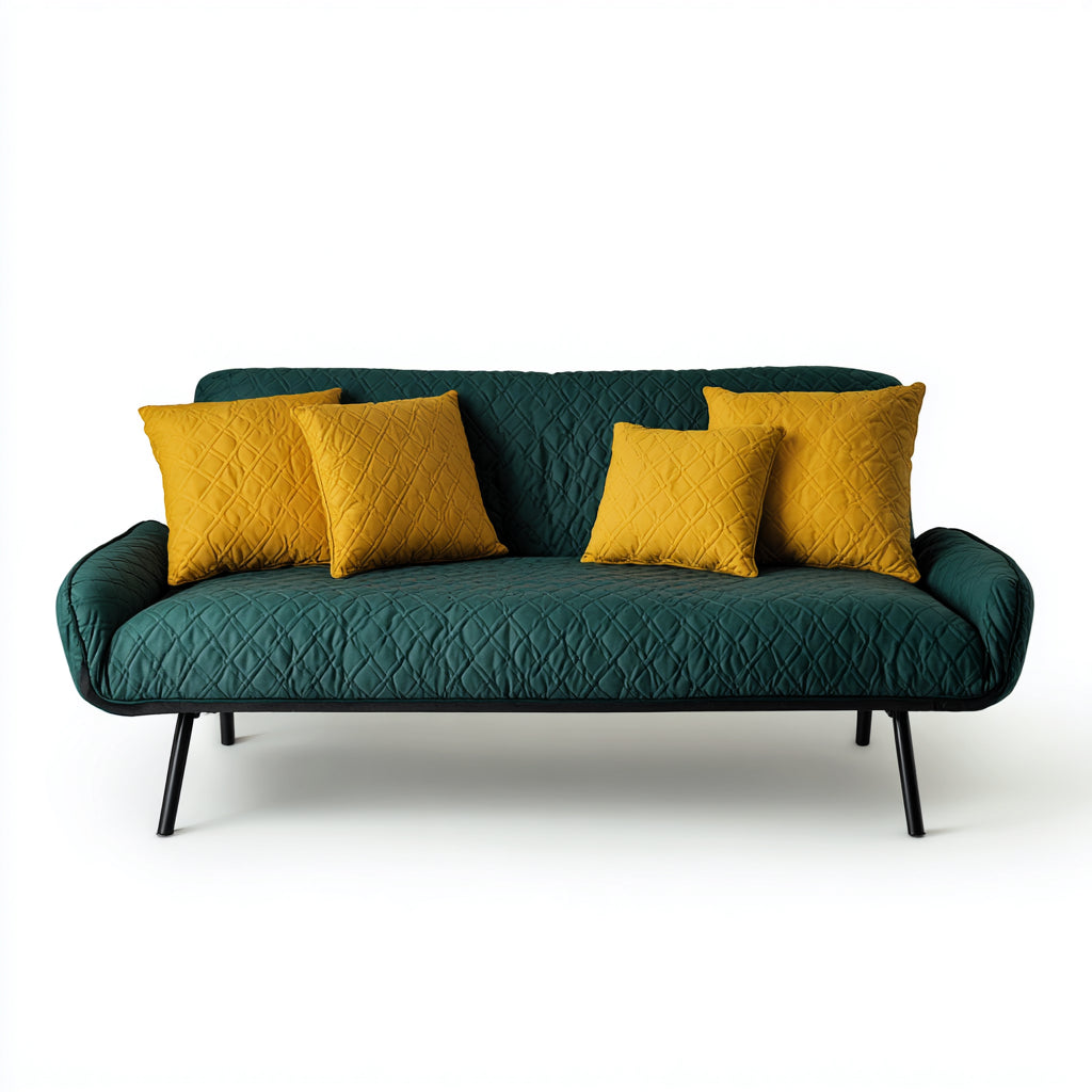 Divani a 3 posti tessuto trapuntato 203x86x85 cm - verde - adatto al soggiorno - design moderno