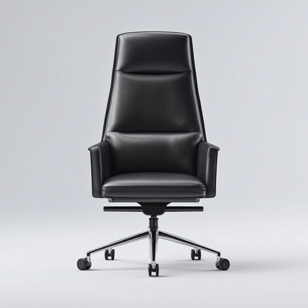 Sedia da ufficio pelle vera e metallo 70x65x125 cm - nero - adatta per ufficio - design moderno