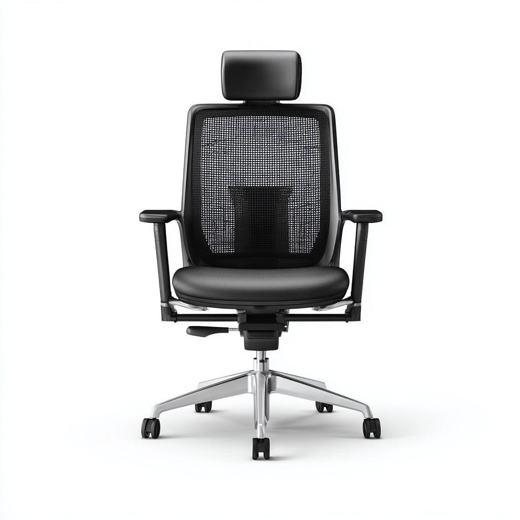 Sedia da ufficio rete e metallo 65x60x125 cm - nero - adatta per ufficio - design ergonomico