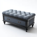 Panca per letto tessuto 95x45x50 cm - grigio blu - con cassetto - adatta alla camera da letto - design classico