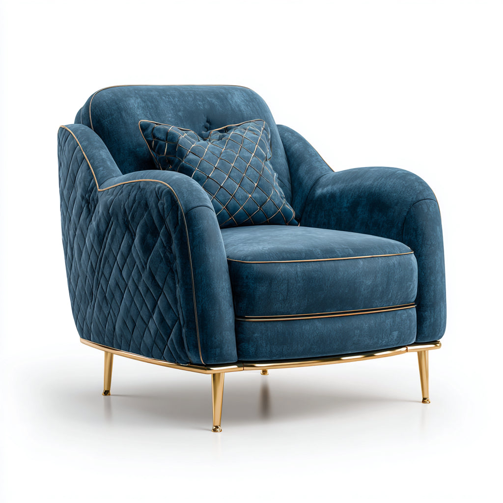 Poltrona tessuto 90x88x92 cm - blu - adatta al soggiorno - design moderno