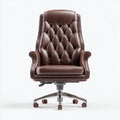 Sedia da ufficio pelle vera e metallo 70x65x125 cm - marrone - adatta per ufficio - design classico