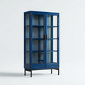 Libreria vetro e metallo 90x40x180 cm - blu - adatta per ufficio o studio - design moderno