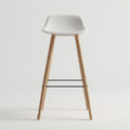Sgabello da bar plastica-legno-metallo 44x45x103 cm - bianco - design moderno adatto alla sala da pranzo