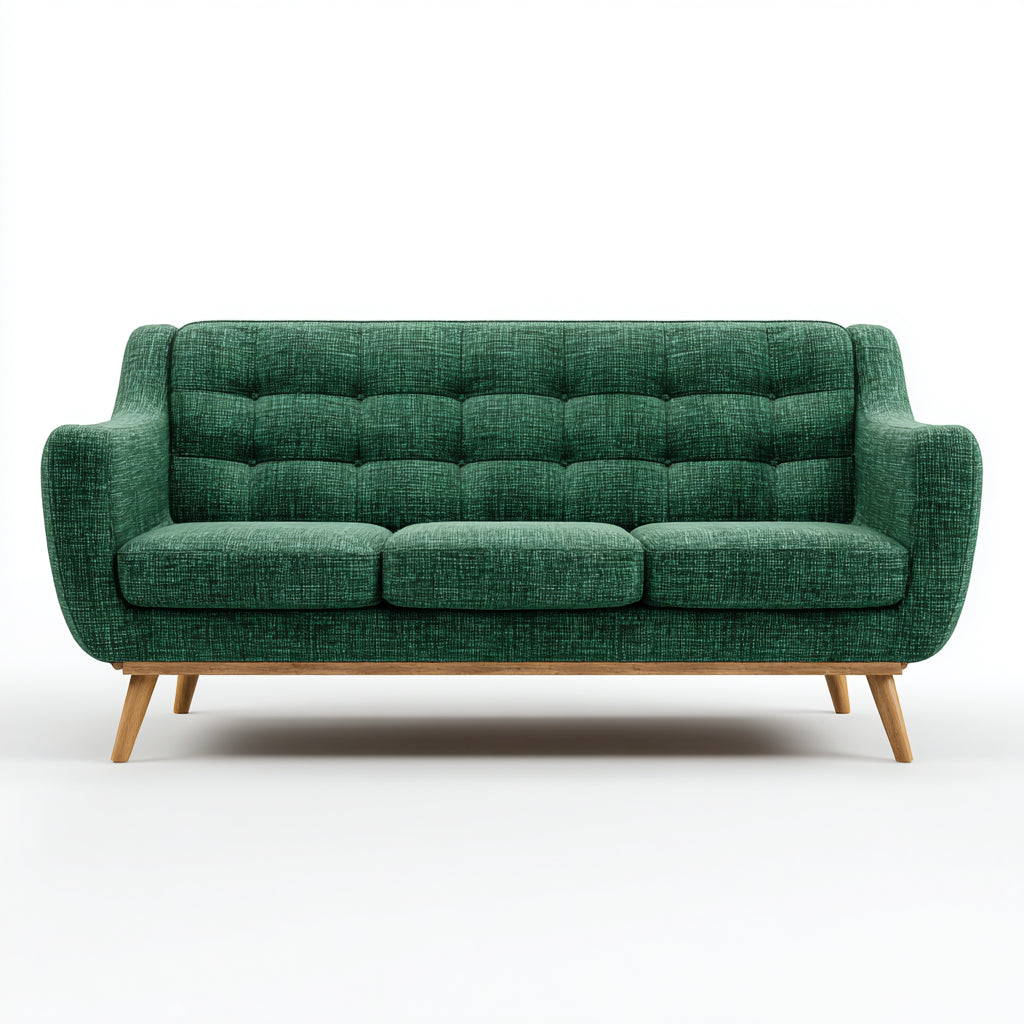 Divani a 3 posti tessuto 206x87x90 cm - verde - adatto al soggiorno - design moderno