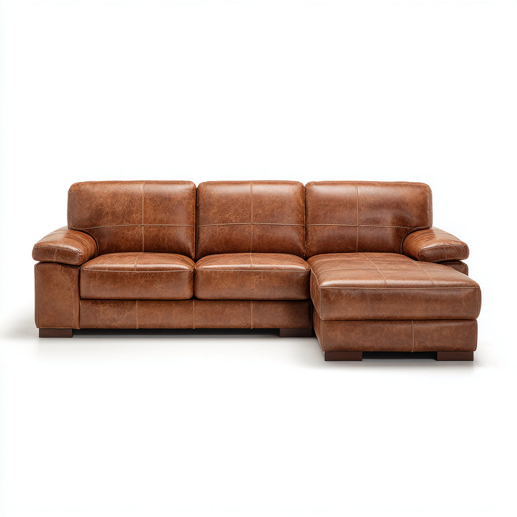 Divano angolare pelle 282x175x90 cm marrone adatto per soggiorno design moderno