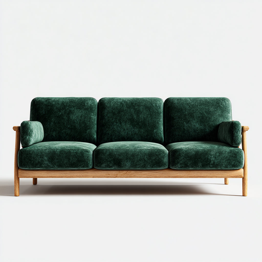 Divani a 3 posti tessuto 205x86x89 cm - verde - adatto al soggiorno - design moderno