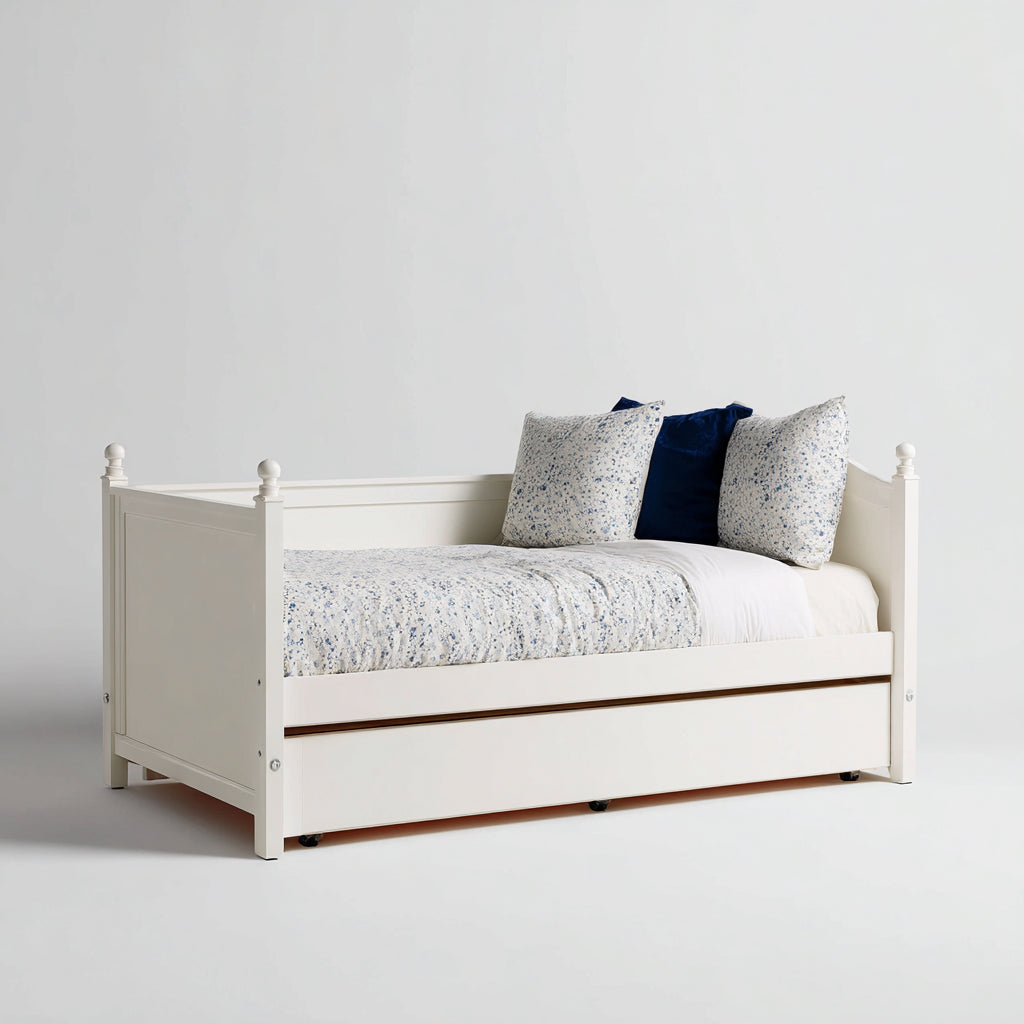 Divano letto legno 200x90x125 cm - beige - design classico con letto estraibile per camera da letto