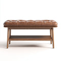 Panca per letto pelle vera 90x38x48 cm - marrone - adatta alla camera da letto - design classico