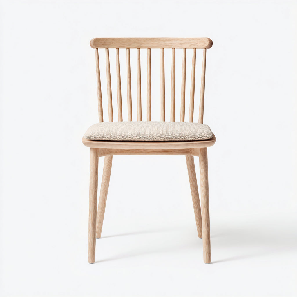 Sedia da pranzo legno e tessuto 48x50x82 cm colore legno chiaro - beige adatta per sala da pranzo design nordico