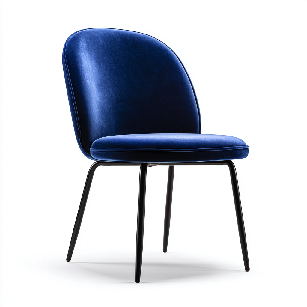 Sedia da pranzo velluto e metallo 49x52x82 cm colore blu navy - nero adatta per sala da pranzo design moderno