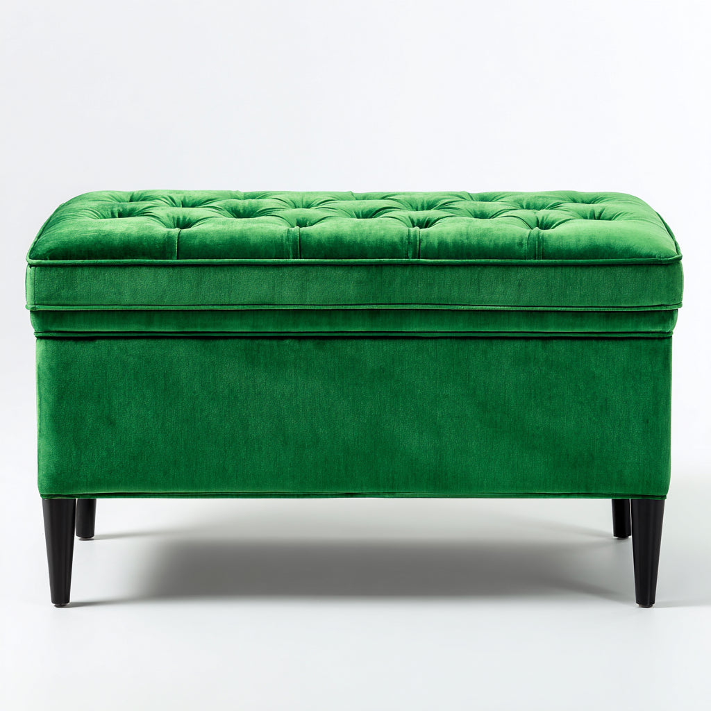 Panca per letto velluto 100x40x48 cm - verde - con vano contenitore - adatta alla camera da letto - design moderno