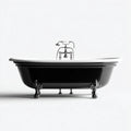 Vasca da bagno in ghisa smaltata con piedini decorativi 168x75x70 cm - nero - stile classico per bagno