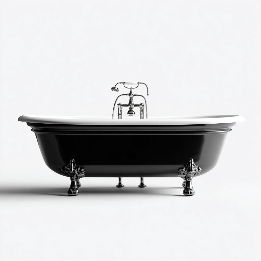 Vasca da bagno in ghisa smaltata con piedini decorativi 168x75x70 cm - nero - stile classico per bagno