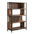Libreria legno e metallo 90x35x160 cm - marrone scuro - nero - adatta per ufficio o studio - design moderno