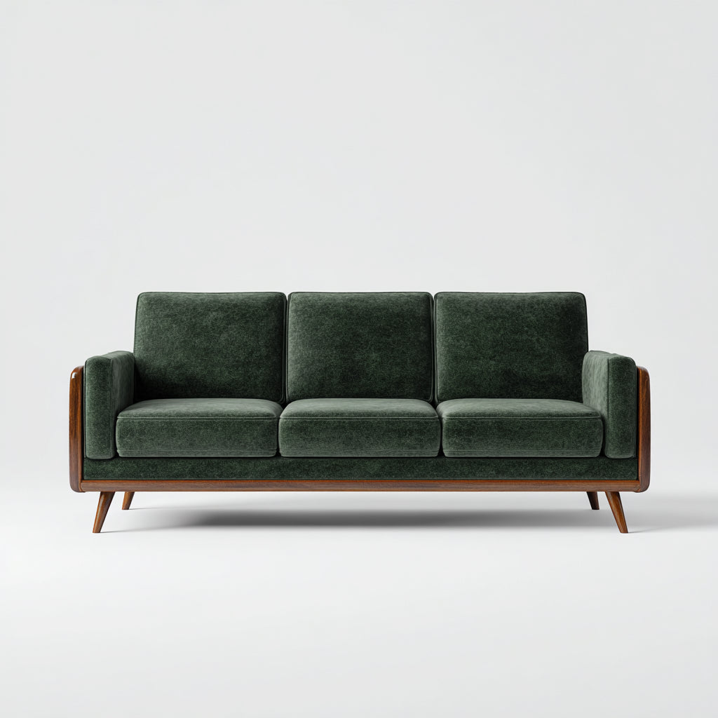 Divani a 3 posti tessuto 208x86x88 cm - verde - adatto al soggiorno - design moderno