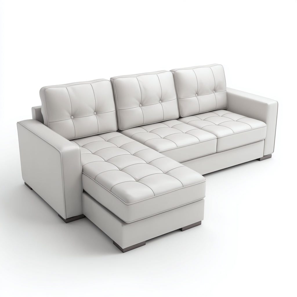 Divano angolare pelle 265x165x85 cm bianco adatto per soggiorno design moderno