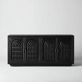 Credenza in legno massello 180x45x75 cm - nero - design moderno per sala da pranzo