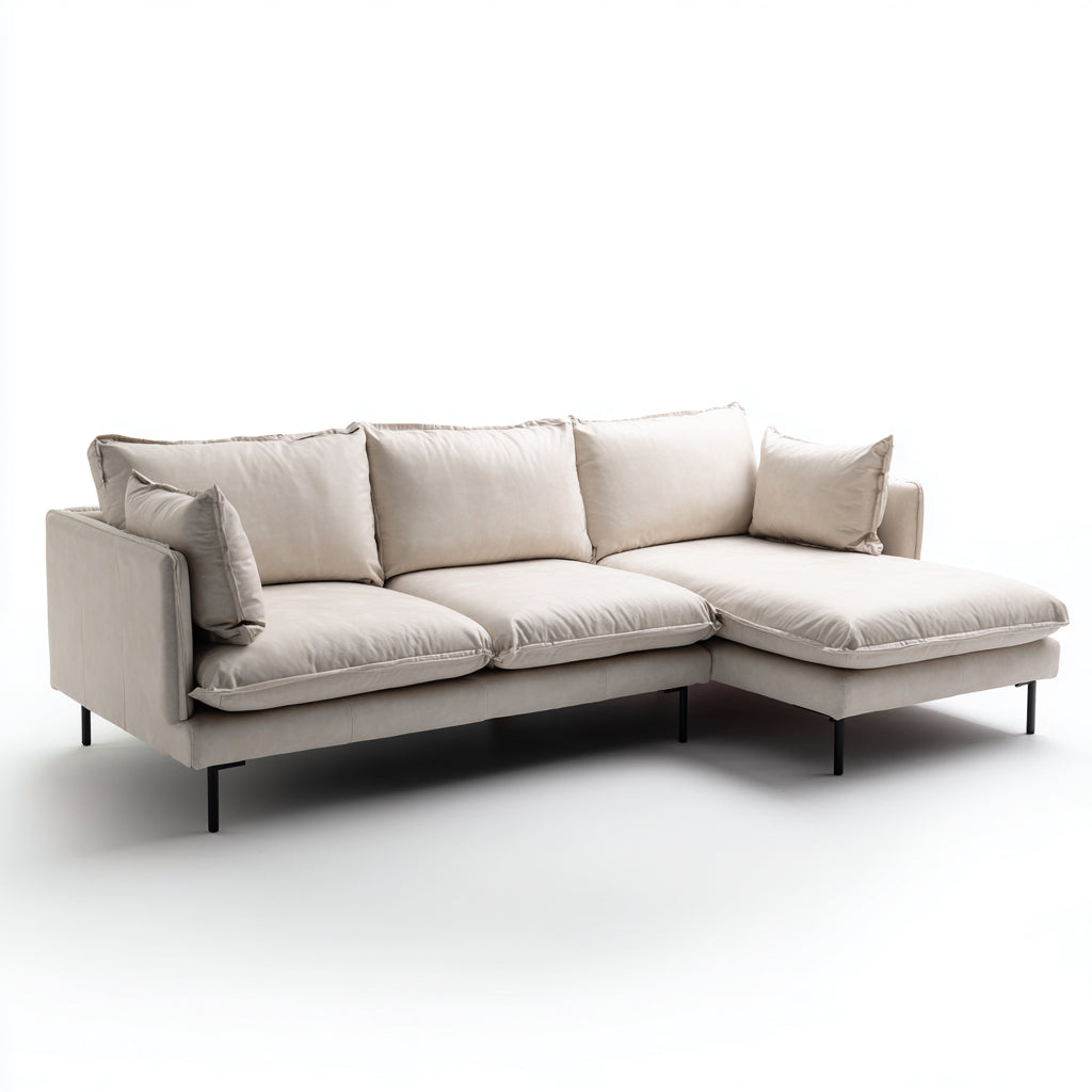 Divano angolare tessuto 275x165x85 cm beige adatto per soggiorno design moderno