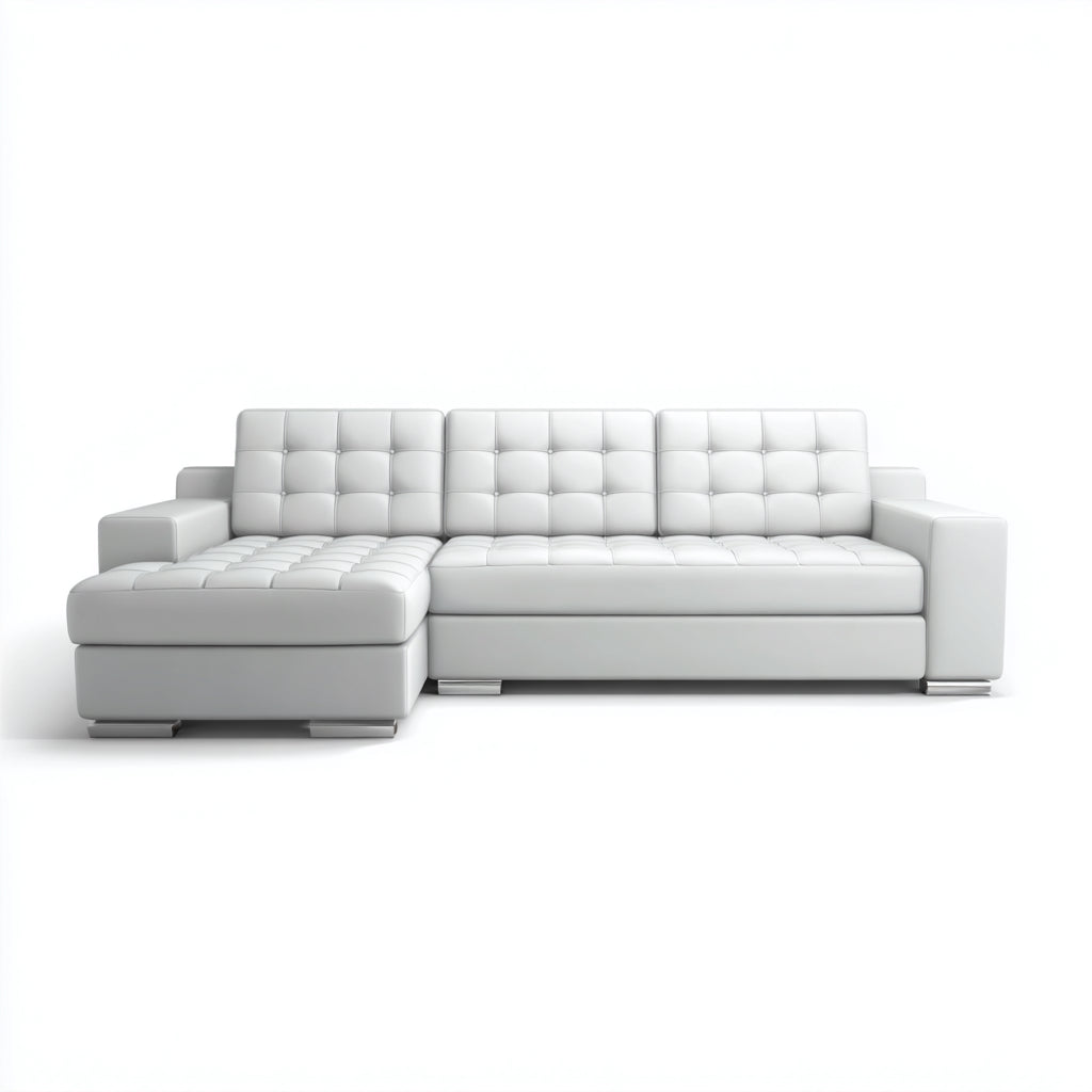 Divano angolare pelle 270x165x85 cm bianco adatto per soggiorno design moderno