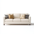 Divani a 3 posti pelle 220x94x87 cm - beige - adatto al soggiorno - design moderno