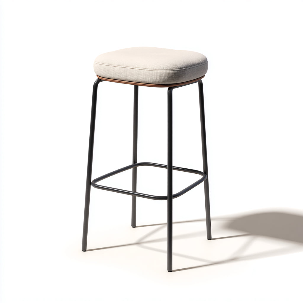 Sgabello da bar metallo-tessuto 42x42x78 cm - beige - design moderno adatto alla sala da pranzo
