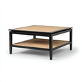 Tavolino da caffè legno - rattan 80x80x45 cm - nero - legno naturale - adatto per soggiorno - design moderno
