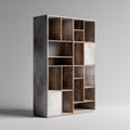 Libreria legno 90x35x180 cm - grigio - marrone - adatta a ufficio o studio - design moderno