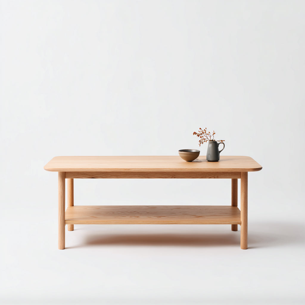 Tavolino da caffè in legno 120x60x45 cm - colore legno naturale - adatto per soggiorno - design moderno