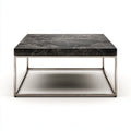 Tavolino da caffè marmo - metallo 90x90x40 cm - nero - argento - adatto per soggiorno - design moderno