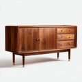 Credenza in legno di noce 150x45x85 cm - marrone - stile moderno di metà secolo per sala da pranzo