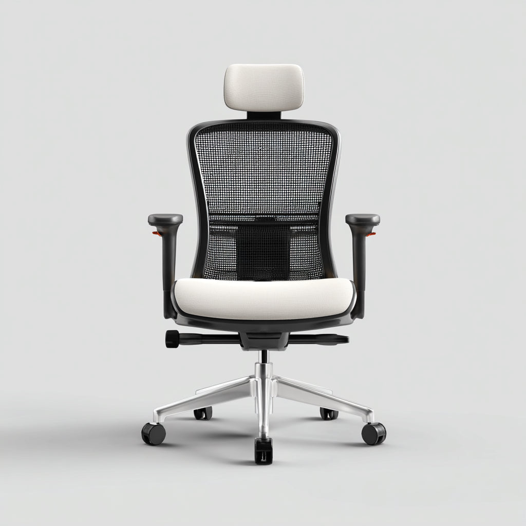 Sedia da ufficio rete e metallo 65x60x125 cm - nero - bianco - adatta per ufficio - design ergonomico