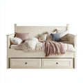 Divano letto legno 200x90x115 cm - beige - design classico con cassetti per camera da letto
