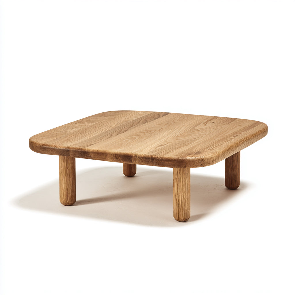 Tavolino da caffè in legno 80x80x28 cm - colore legno naturale - adatto per soggiorno - design moderno