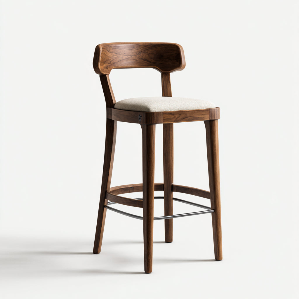 Sgabello da bar legno-tessuto 48x49x102 cm - beige - design moderno adatto alla sala da pranzo
