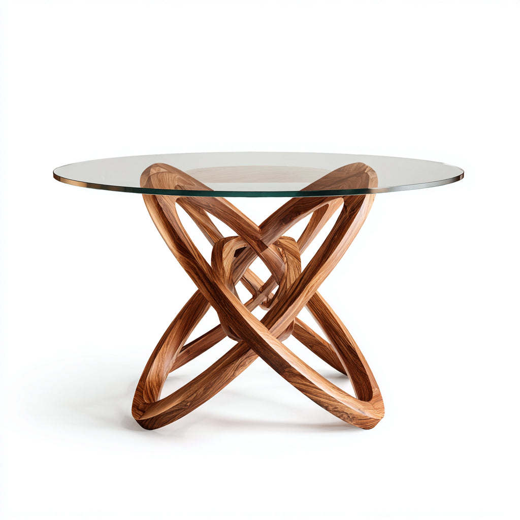 Tavolo da pranzo vetro e legno 150x150x75 cm colore naturale adatto per sala da pranzo design moderno