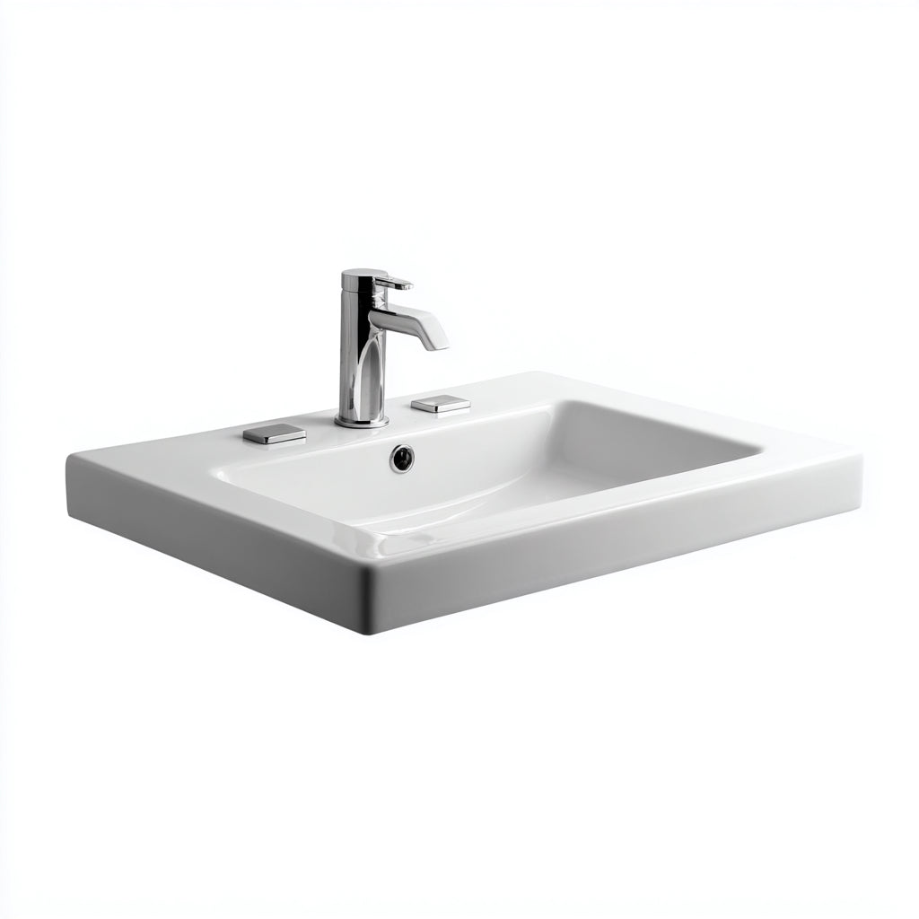 Lavabo in ceramica 62x45x17 cm - bianco - stile moderno per bagno