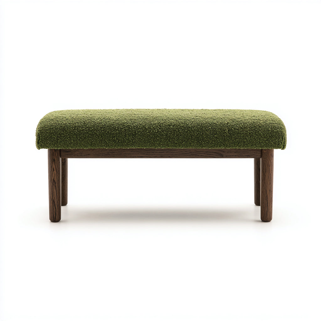 Panca per letto tessuto bouclé 100x40x45 cm - verde - adatta alla camera da letto - design moderno