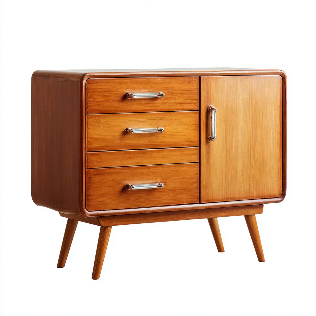 Credenza in legno massello 90x45x85 cm - marrone chiaro - stile moderno di metà secolo per sala da pranzo